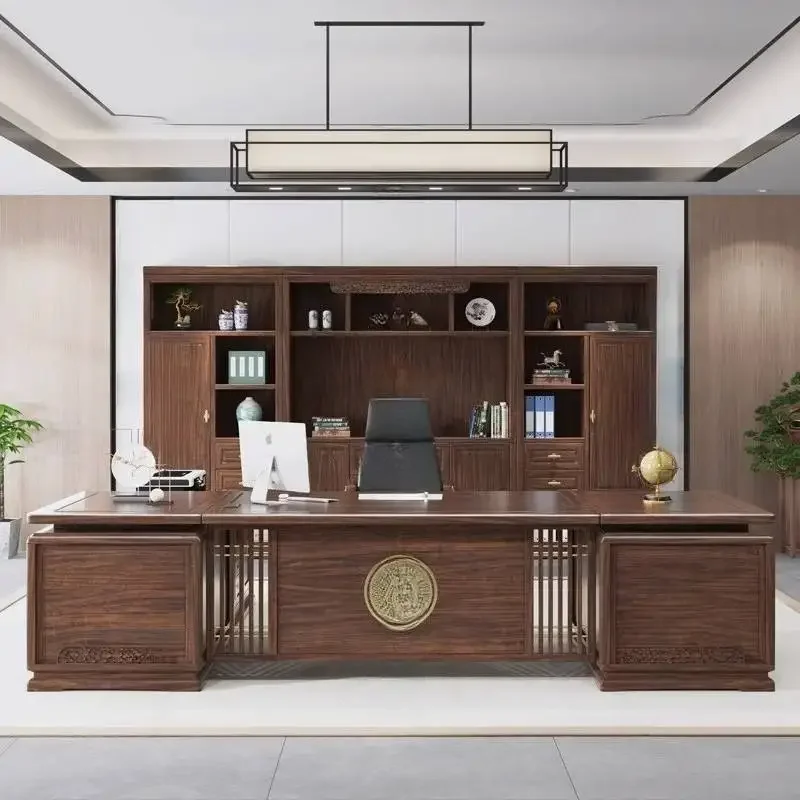 Strong Brown Office Desks Storage Vintage Deep Luxury Large Office Desks Modern Drawers Study Escritorio Work Station Table