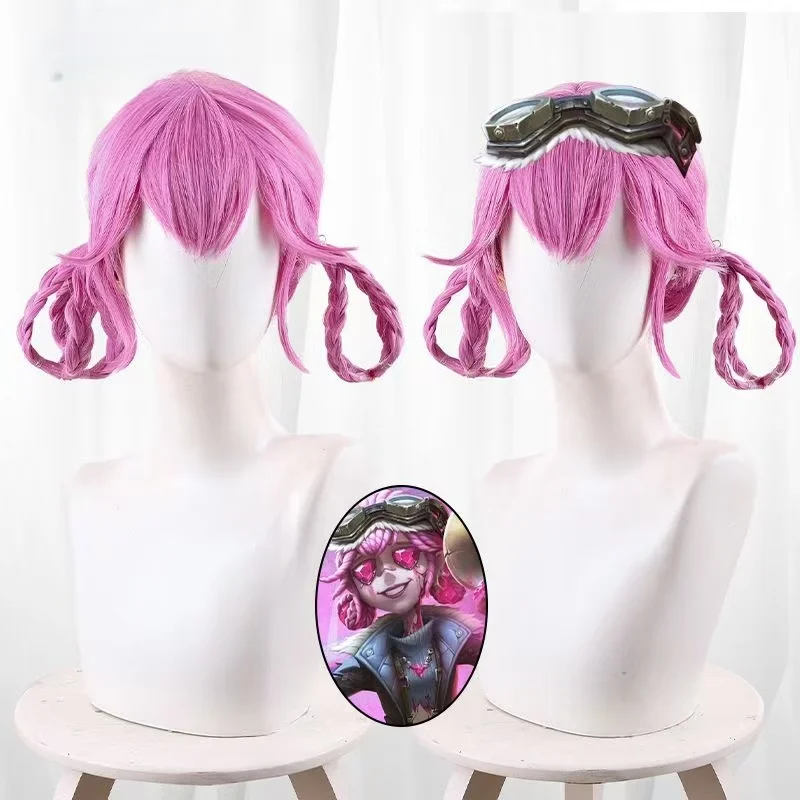 Identity V Cheerleader Ying Cosplay Wig, Hot Pink Double Braids Heat Resistant Synthetic Hair Wig for Halloween Party Comic Con