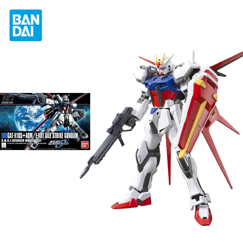 

Оригинальная модель Bandai Gundam, Комплект аниме-фигурок HGCE 1/144 GAT-X105 + AQM/E-X01 AILE STRIKE GUNDAM, фигурки, подарки для детей