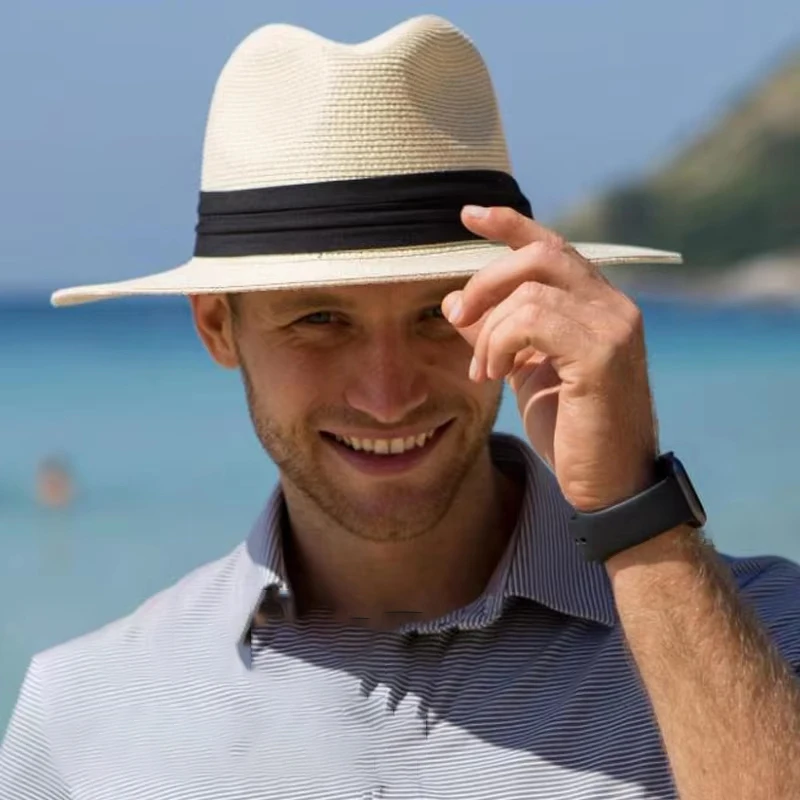 Summer Large Size 55cm Classic Sun Hats for Men Women Panama Hats Couple Wide Brim Beach Straw Hat Big Head Plus Size Fedora Hat