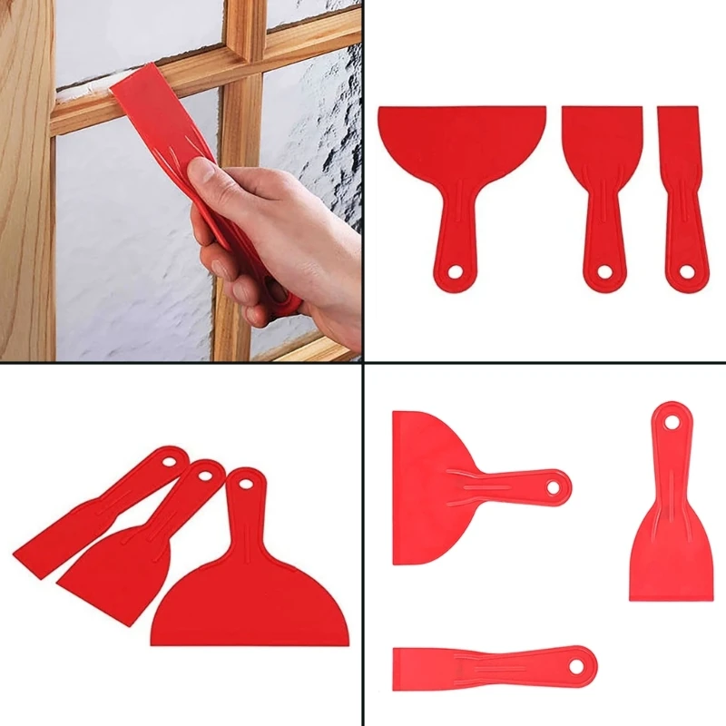 

Ergonomic Plastic Wall Putty Scraper Spatula 3 Pack For Crafting Wallpaper Preparation Comfortable Use In Building Tasks M4YD