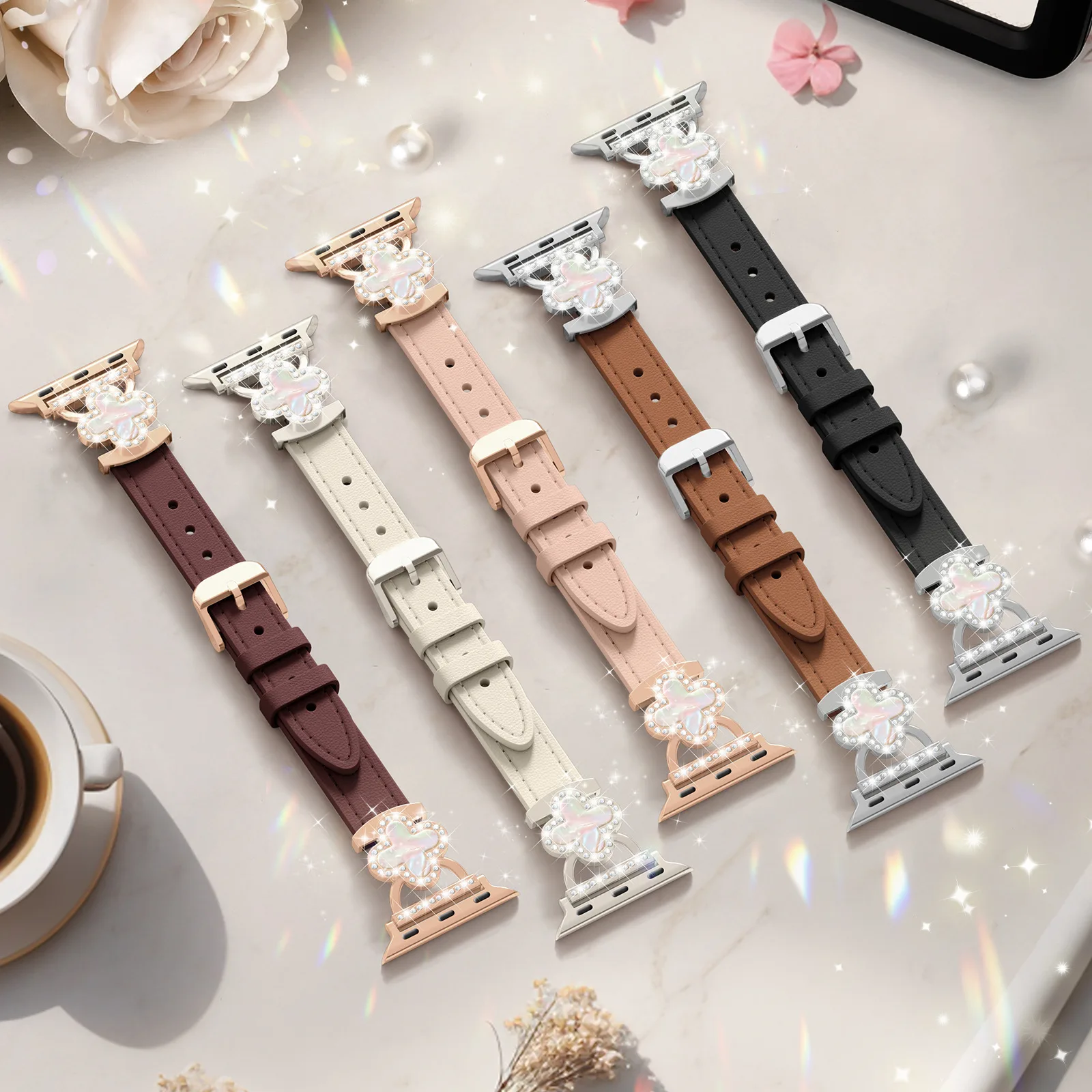 22 ミリメートル 20 ミリメートルストラップ apple watch バンドシリーズ 10 42 ミリメートル 46 ミリメートル女性 diomand ケース + ストラップ革美容ブレスレット apple watch 10 バンド