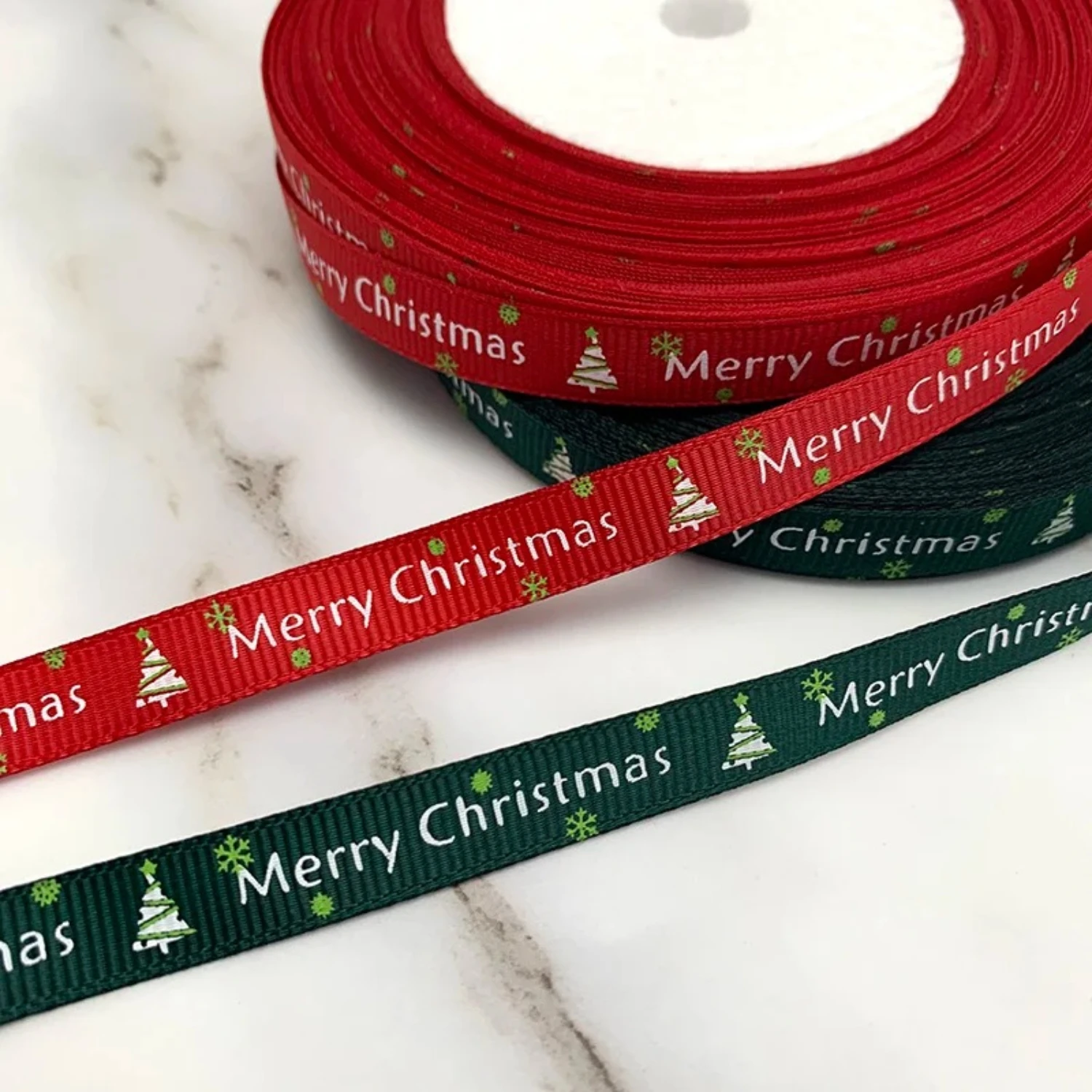 (22M/batch) 10mm/25mm printed red ribbon, wholesale Christmas ribbon