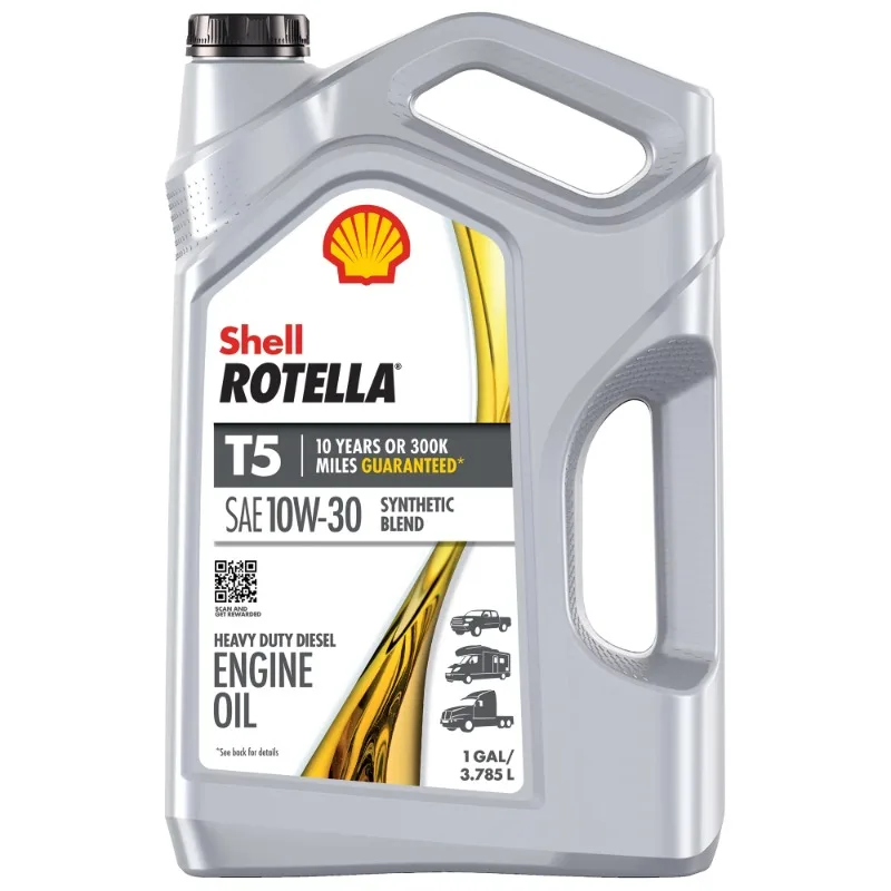 Huile pour moteur diesel Shell Rotella T5, mélange synthétique, 10W-30, 1 gallon, 3 paquets de boîtes