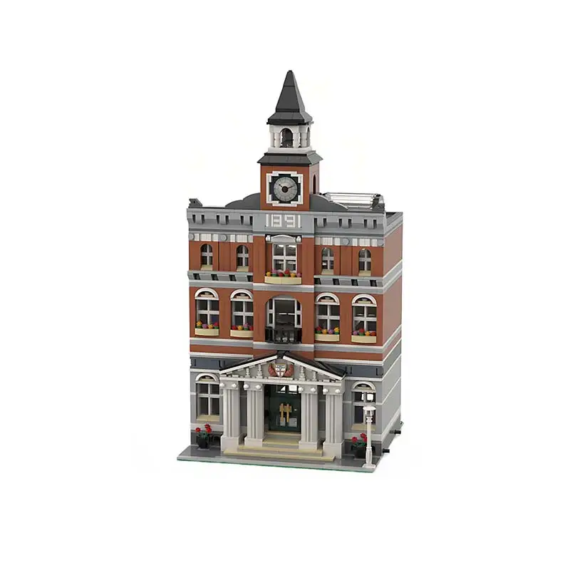 Hot Sale Town Hall Model MOC-78872 City Famous Architecture Building Blocks Desktop Decorative Toys Children's Puzzle Gifts