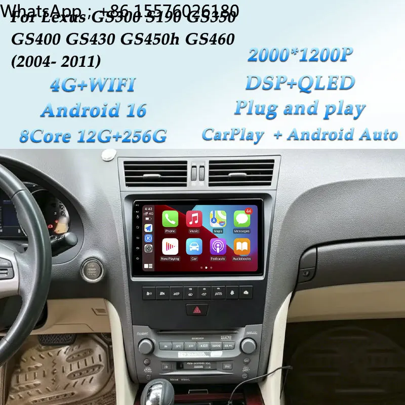 Car Radio for Lexus GS300 S190 GS350 GS400 GS430 GS450h GS460 2004 - 2011 GPS Navi Stereo Multimedia Player WiFi 4G CarPlay Auto