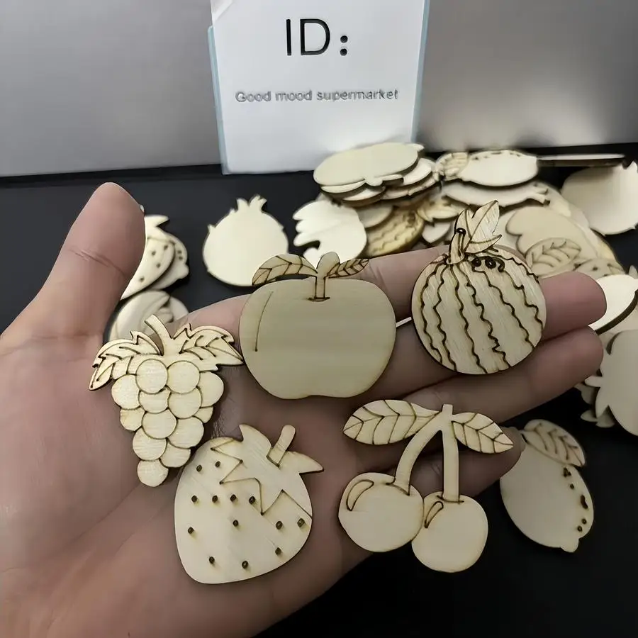 1/5/10/20/50/100pcs Wooden Pieces in Various Fruit Shapes, Party Photo Booth Props, Multifunctional Decorations for Parties and