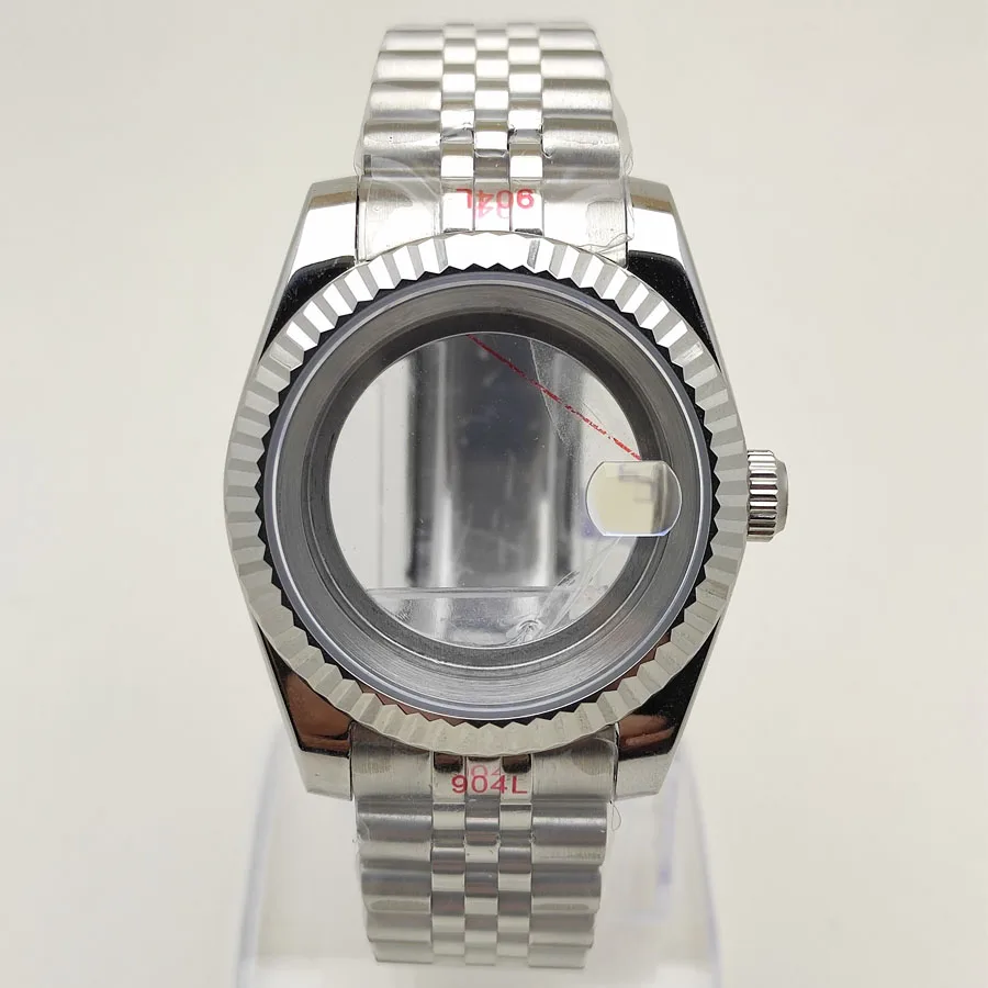 NH35เคส36มม./39มม. เคส Sapphie สแตนเลสสตีลสำหรับ NH35 NH36การเคลื่อนไหวสายนาฬิกาผู้ชาย + อุปกรณ์นาฬิกาข้อมือ