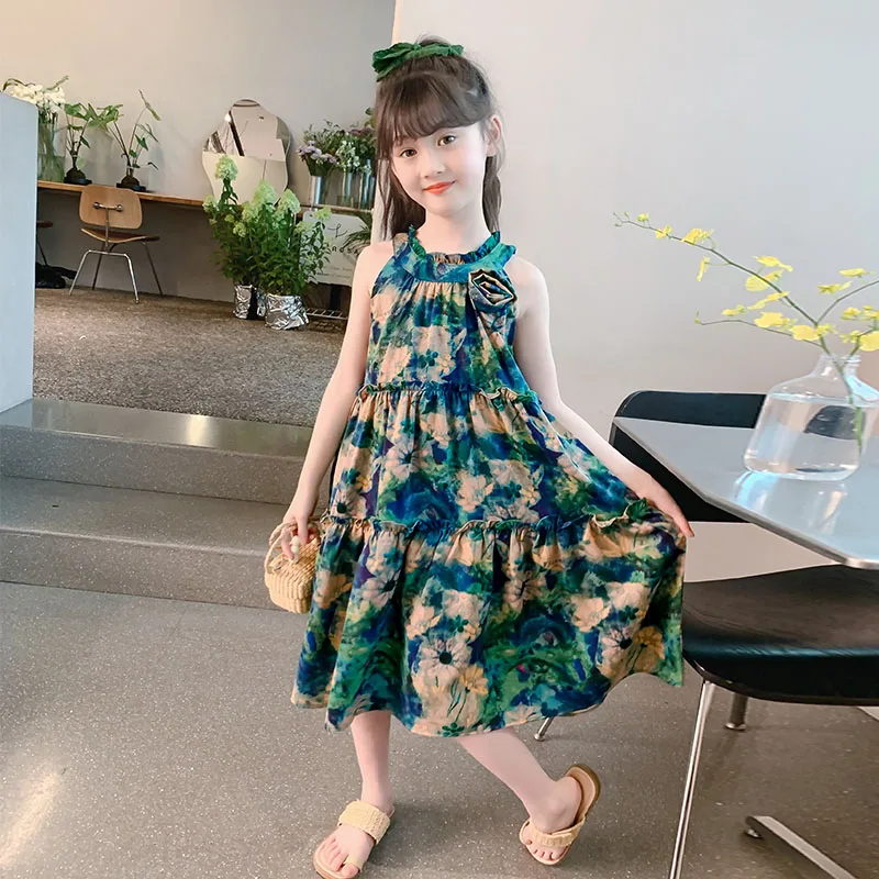 Girls Summer Dress Kids Fashion Flower Skirt 6 8 10 12 14 years old, children's clothing  kids dresses for girls