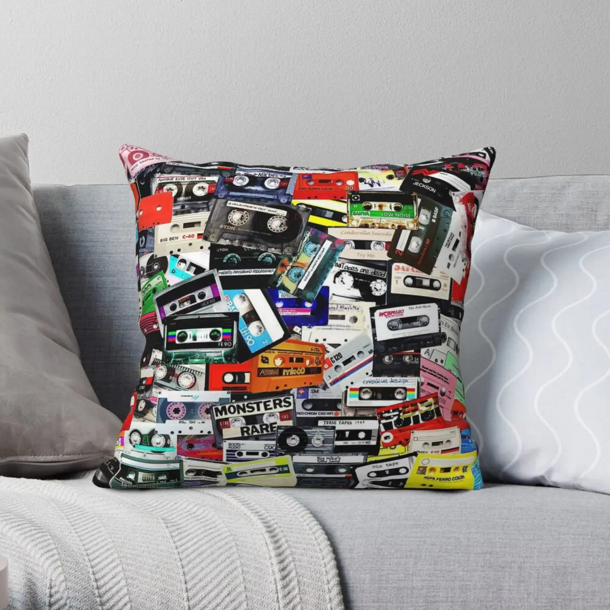 Cassette Tape Square Pillowcase Polyester Linen Velvet Creative Zip Decorative Throw Pillow Case Car Cushion Cover 18