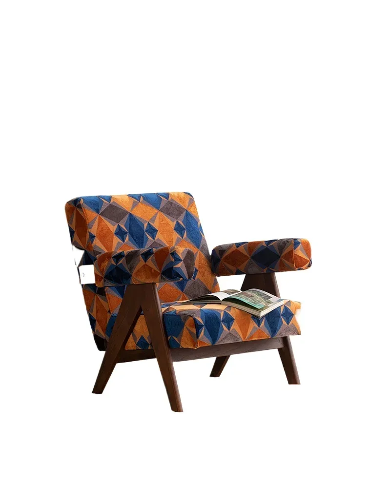 American retro single sofa single sofa minimalist balcony solid wood leisure chair Chandigarh