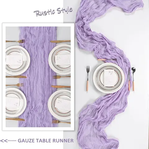Lila Lila Ostduk Bordlöpare Boho Rustik Gasväv Lavendel Lila Bordlöpare Bröllop Möhippa Födelsedagsdekoration 10 best sales bordlöpare grön - №8