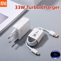 Original Xiaomi Charger 33W EU/US Turbo Fast Charge 1/1.5/2M 6A Type C Cable for Redmi Note K40 K30 Mi 13 12 Poco X3 Pro 10 Lite