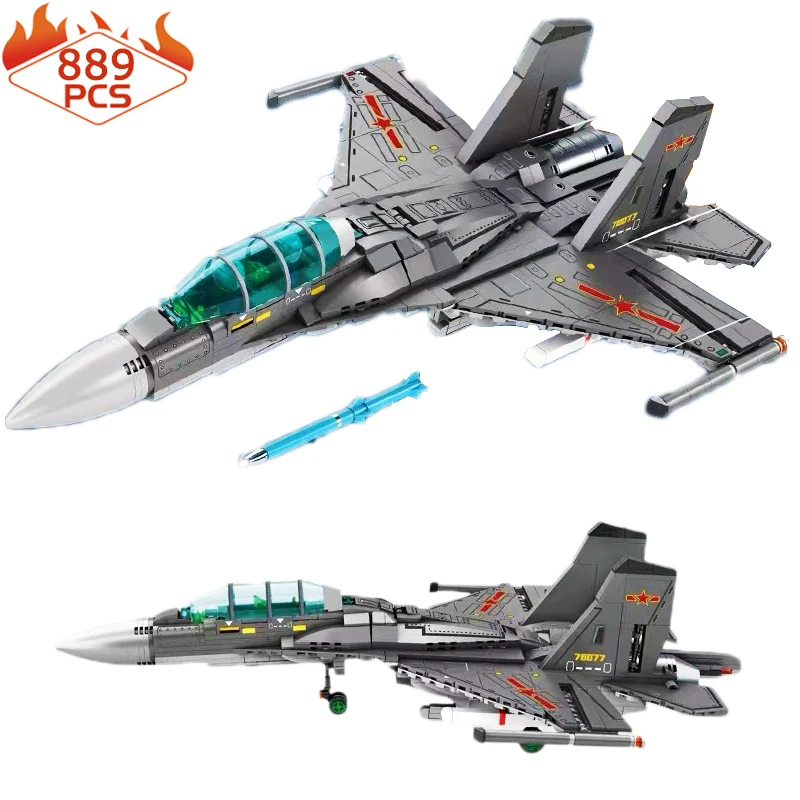 

Military Army Plane J-16 Eagle Fighter Building Blocks WW2 Weapon Warplane Sets Aircraft Models Bricks Toys for Boys Gift MOC