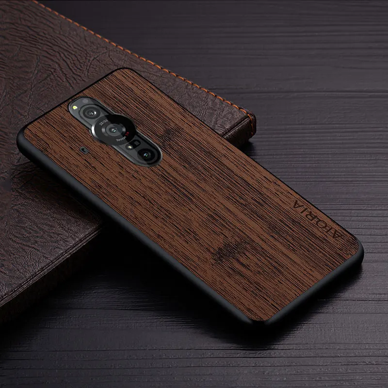 Case for Sony Xperia Pro-1 XZ4 XZ3 funda bamboo wood pattern Leather phone cover Luxury coque for Sony Xperia Pro-1 case capa