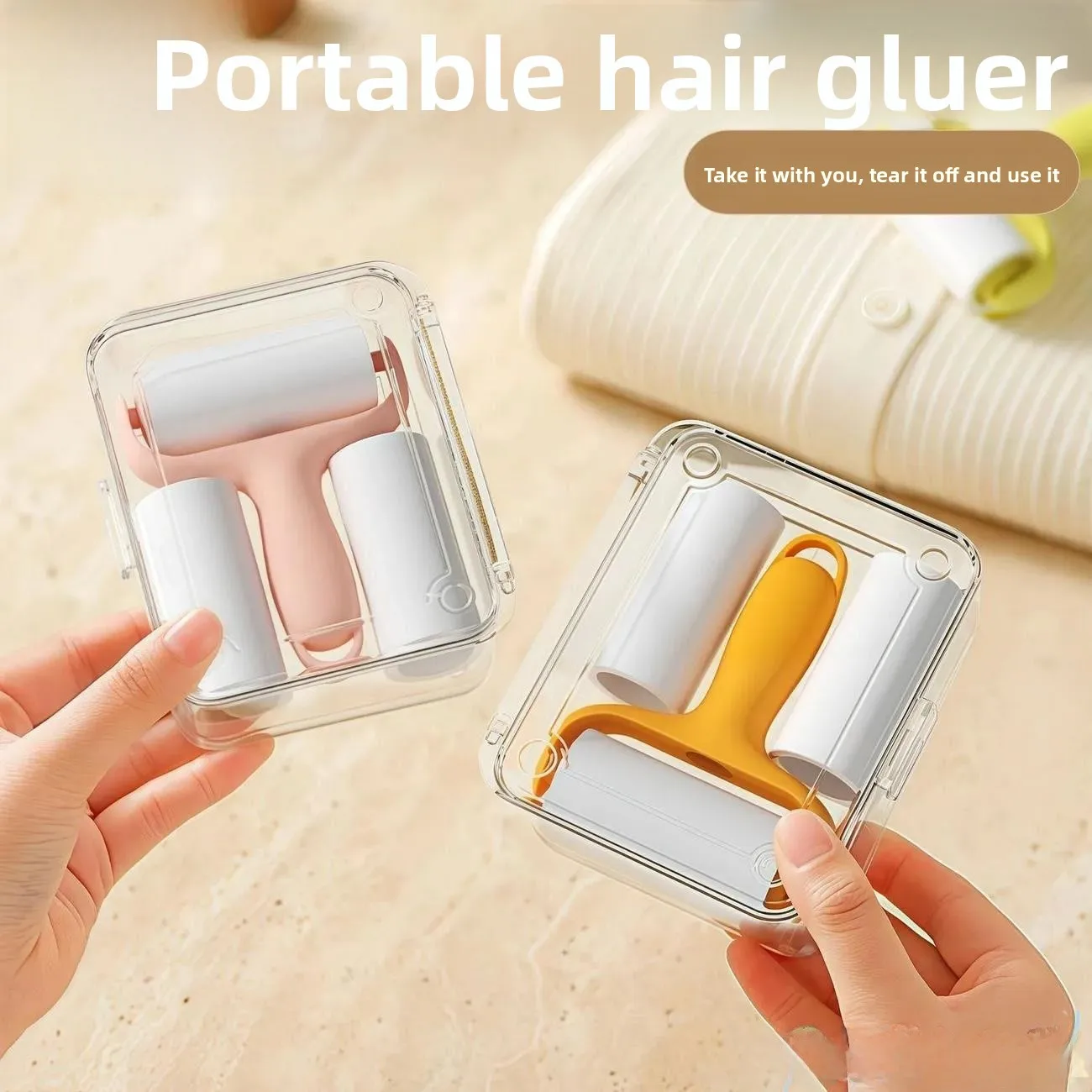 

Portable Stiy Hair Remover Roll Tearable Paper Small Carry on Clothes Dust Roller Home Cleaning Household Chores