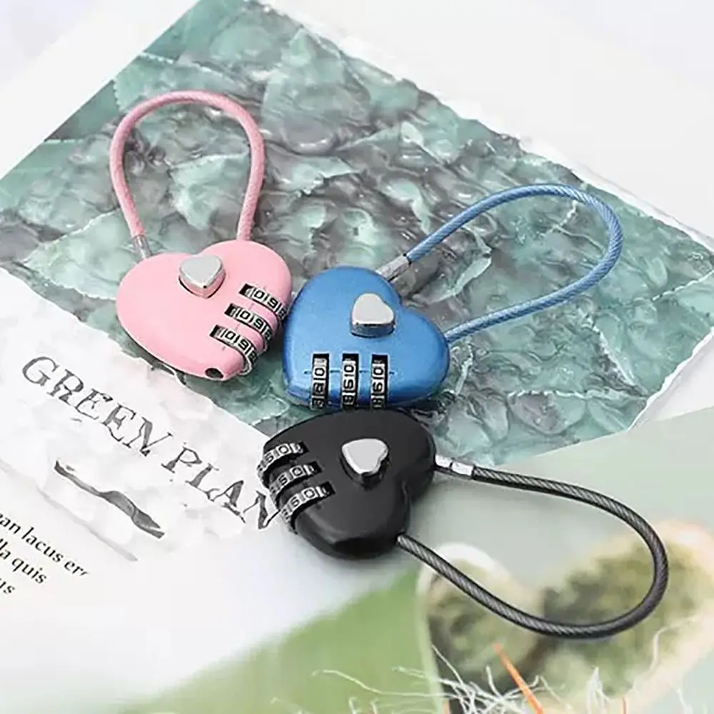 New Heart Style Love Password Lock 3 Digit Password Password Code Padlock Concentric Lock Schoolbag