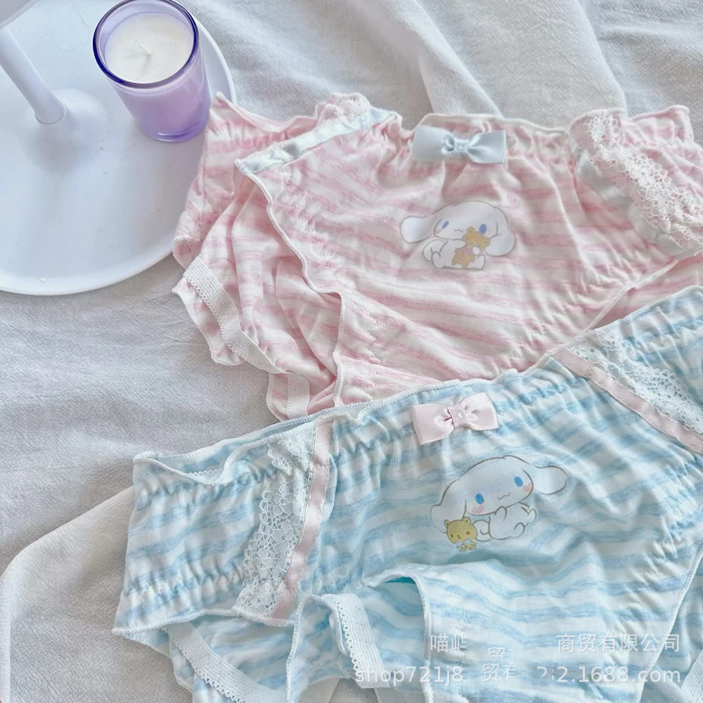 Sanrioed dos desenhos animados cinnamoroll calcinha kawaii anime shorts roupa interior para mulheres estilo japonês algodão meninas estudante listra bonito