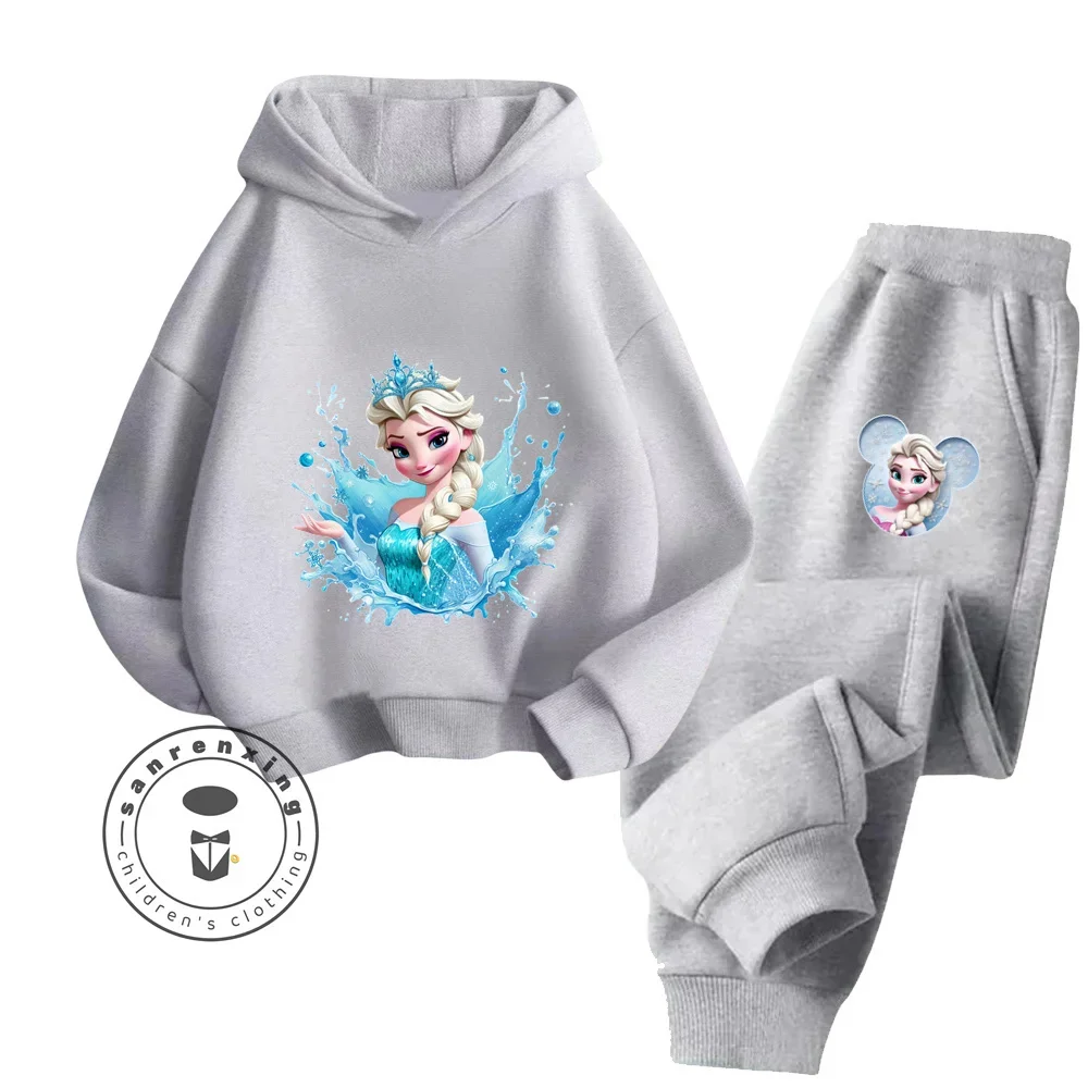 2024 Disney Frozen Eye Catching Long Sleeve Suitable for Kids Unique Design Spring Autumn Cute Style Joyful Hoodie Sports Set