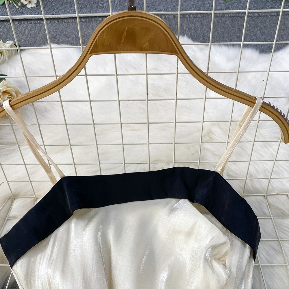 فساتين شيفون أنيقة من TWOTWINSTYLE للنساء بياقة مربعة بدون أكمام بخصر عالٍ فستان نسائي جديد KDR553145 #4