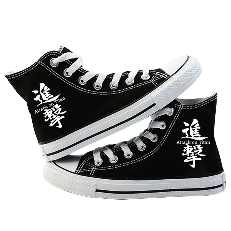Japońskie Anime atak na tytan Cosplay na co dzień buty na wysokiej platformie Shingeki No Kyojin płócienne buty dziewczęce chłopięce sportowe na prezent