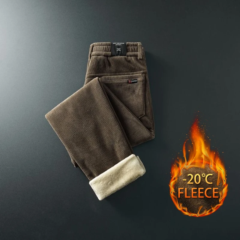 Pantalons en velours côtelé pour hommes, pantalons d'affaires décontractés, en peluche, extensibles, Slim, petits pantalons droits, pantalons d'affaires en peluche