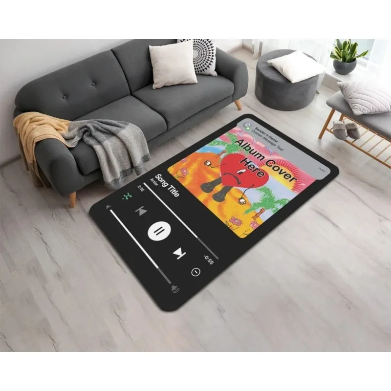 Digital Music Streaming App Area Rugs Favorite Music Album Playing Screen Capture Printed Rug Gift for Music Lovers Decorate