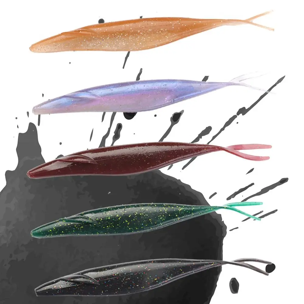 6Pcs Forked Tail Bionic Fishing Lure Glitter Realistic Action Fishing Minnow Lures Slow Sink 12.7cm Sinking Lure Lake River