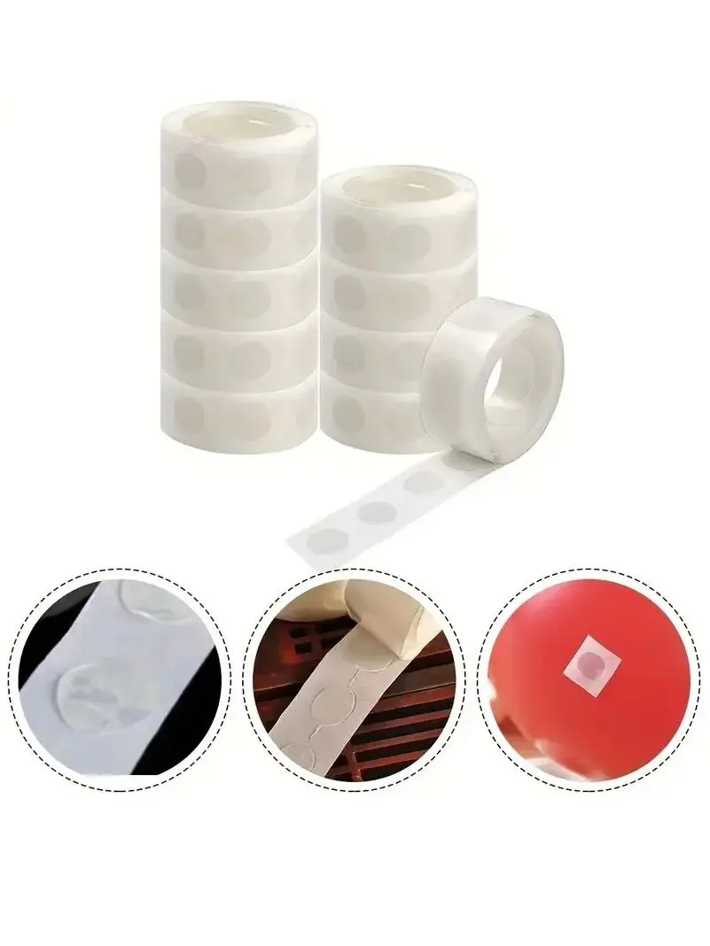 Rouleau de 100 points Double face pour ballons, autocollants transparents amovibles pour décoration de noël, mariage, fête d'anniversaire