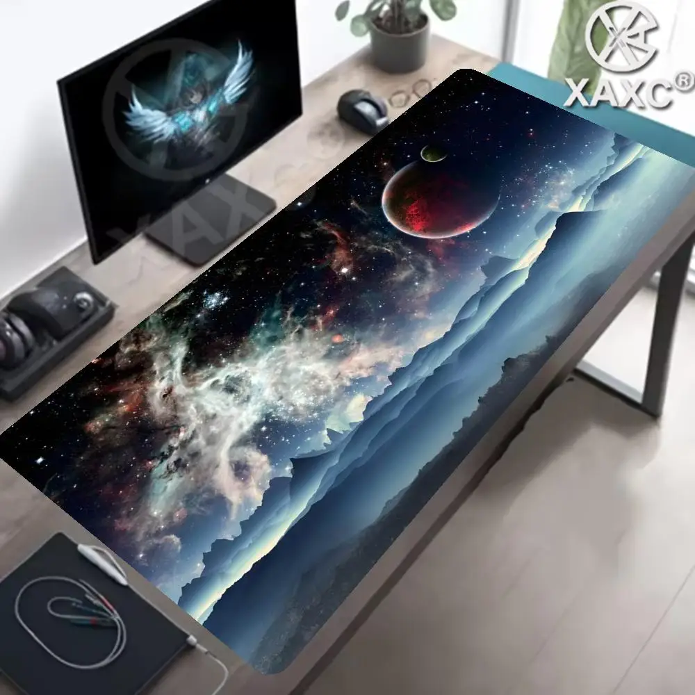 Starry Sky XAXC Colourful and Stylish Design Large Non-Slip Computer Office Table Mats Keyboard Accessories Long Carpet Rug