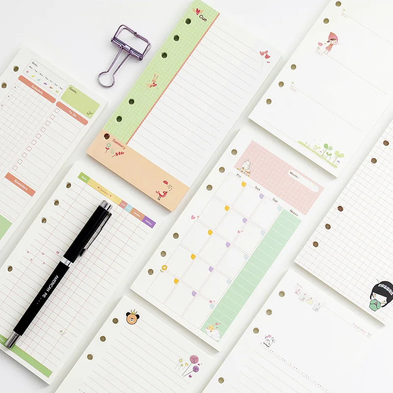 

A5 A6 Loose Leaf Kawaii 45 Sheets Loose-leaf Notebook Paper Refill Spiral Binder Index Inside Page Daily Monthly Weekly Agenda