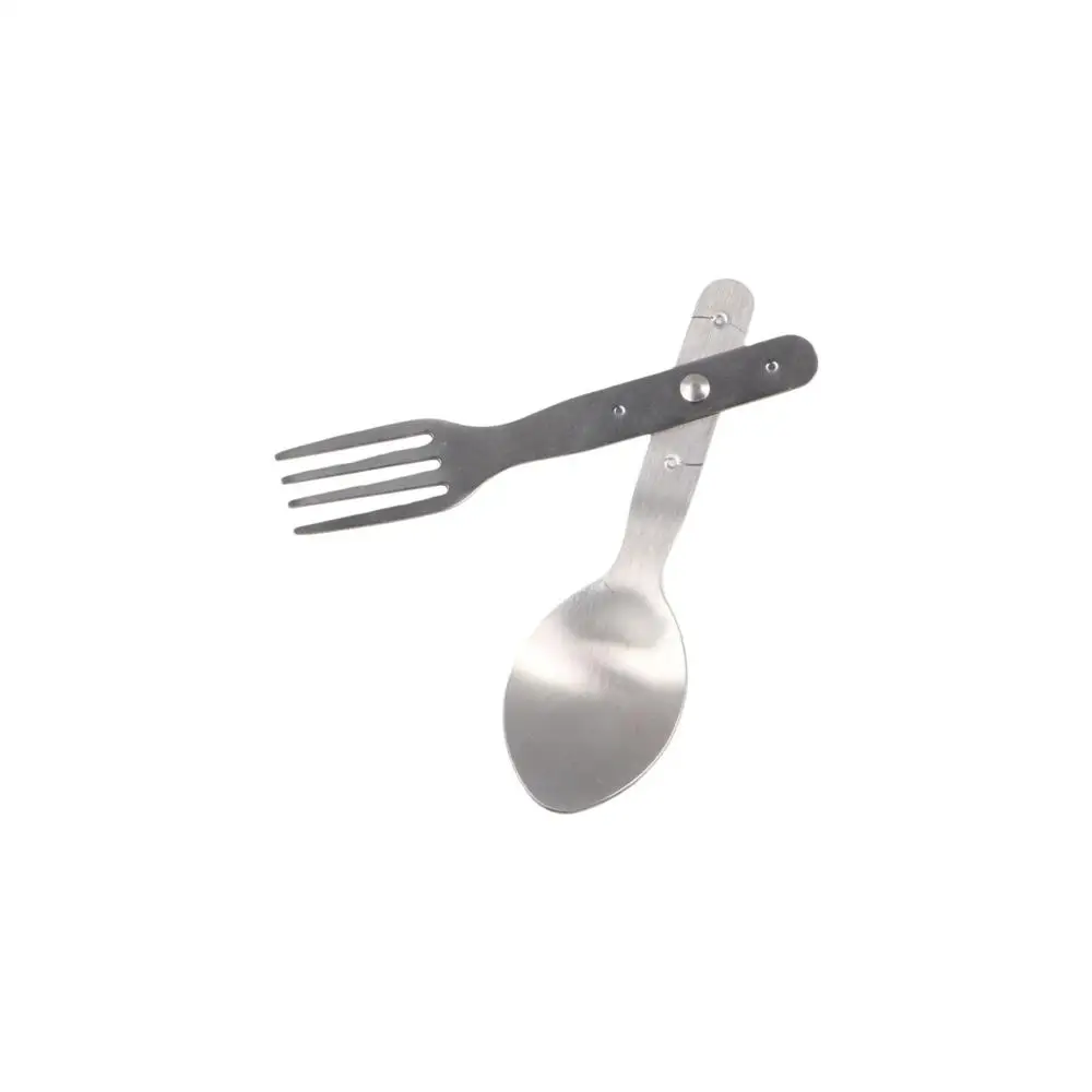 

Creative 304 Stainless Steel 2-in-1 Foldable Fork Space-saving Portable Camping Spoon Silver Spoon & Fork Traveling