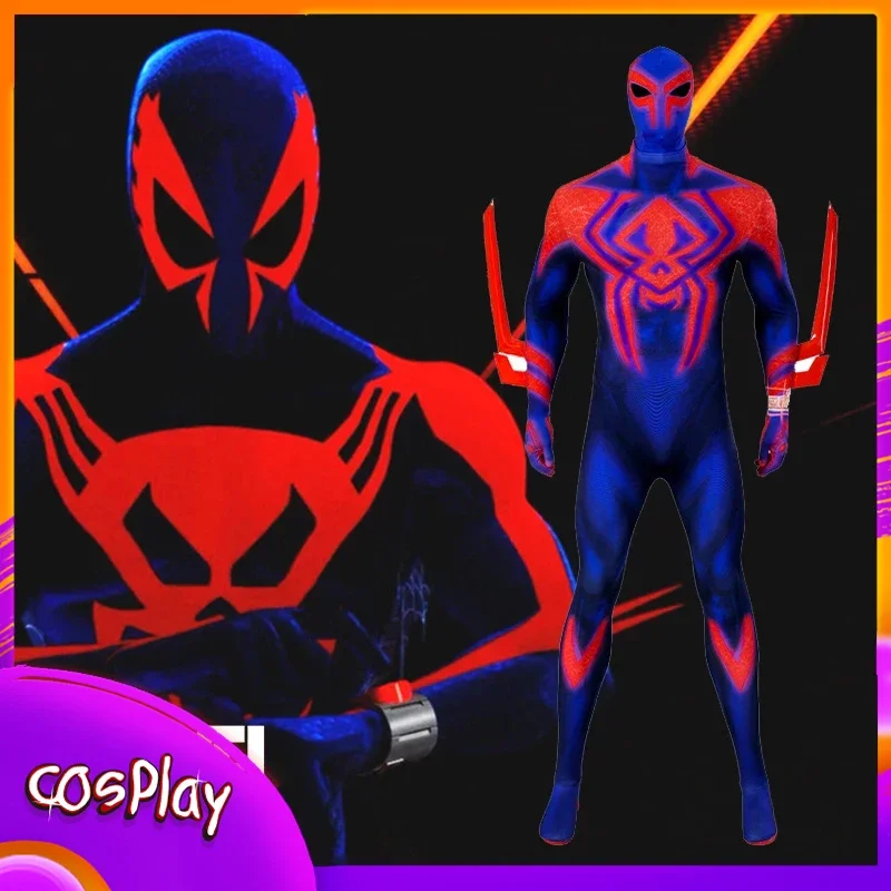 

Spider Man 2099 Across The Spider-seen Cosplay Costume Miguel O'hara Jumpsuit Halloween Comic-with Props Bodysuit Gifts Man