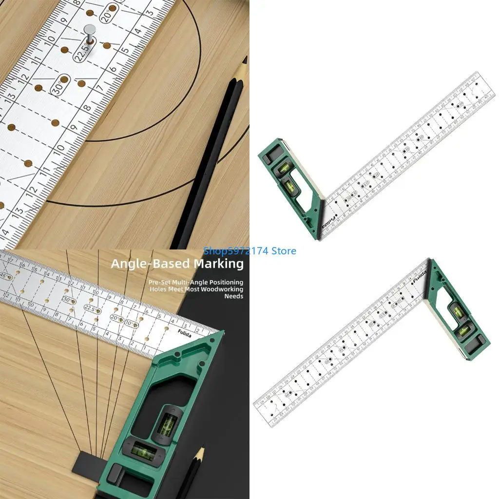 Y3NB Multipurpose Aluminum Alloy Right Angled Hole Ruler For Drawing And Measuring In Architecture Engineering And Woodworking