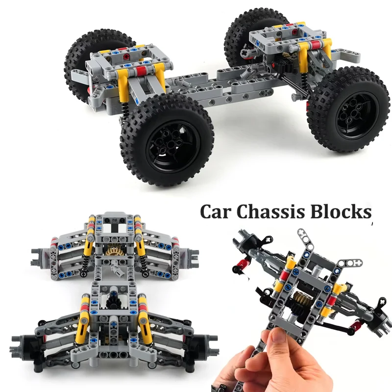 

Four-wheel Drive Car Chassis Technology Building Blocks Parts with Independent Suspension+Differential+Steering Axle MOC Bricks