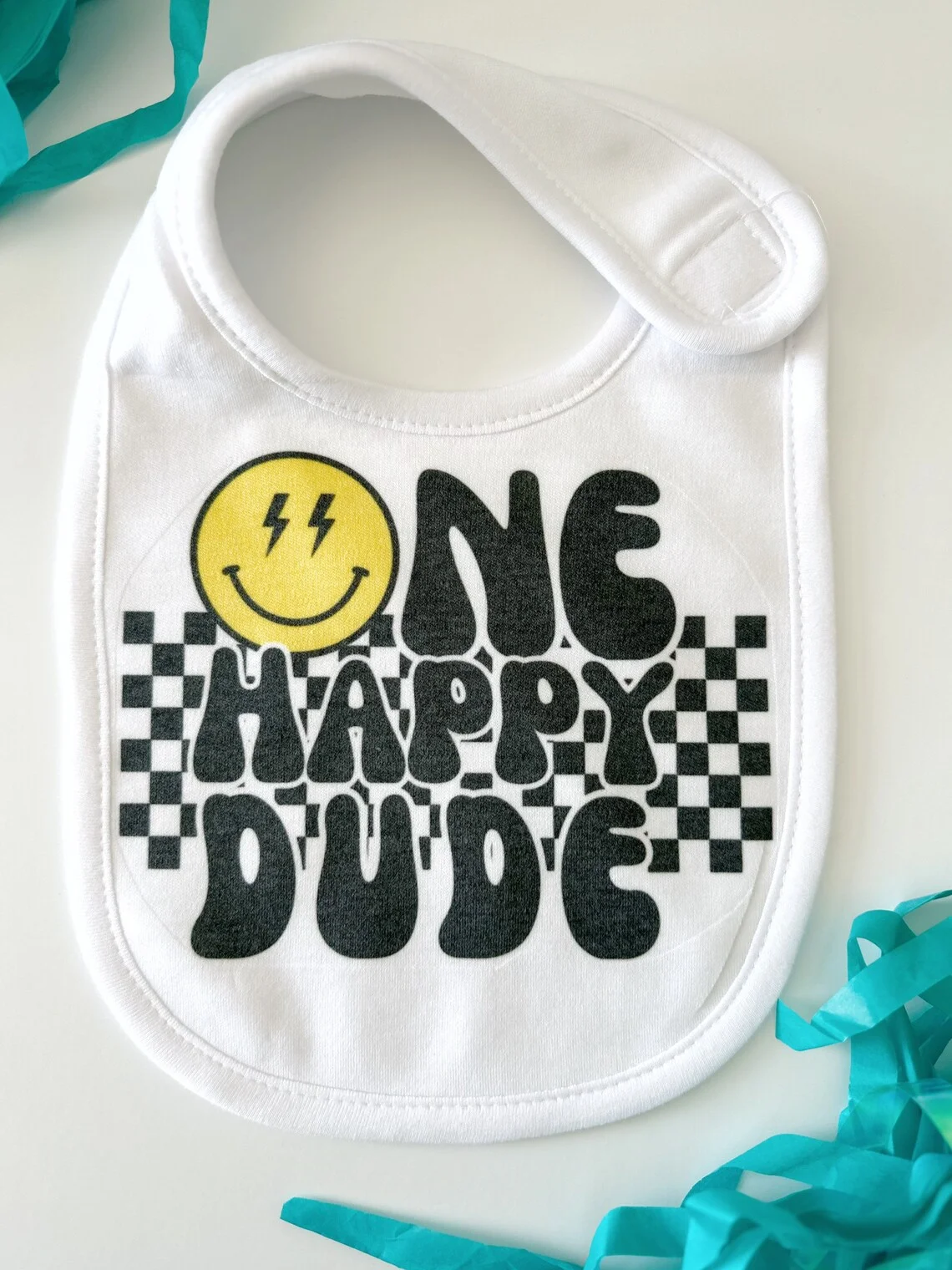 

One Happy Dude First Birthday Bib Boy Themed Cake Smash Prop 1st Birthday Happy Dude Keepsake Bib Baby Shower Decoration Gift