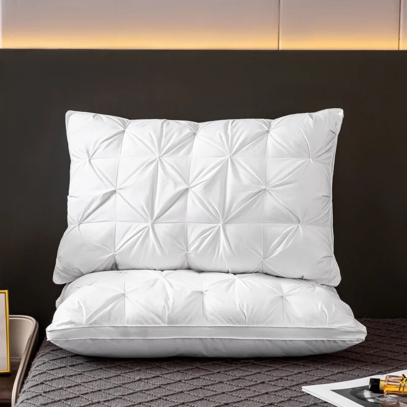 

Hot-selling Cotton Fabric European Standard 95% Goose Down 5% Goose Feather Filling Luxury Super Soft White Pillow