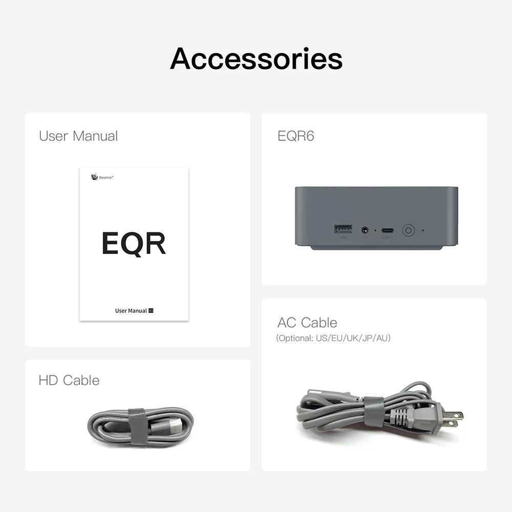 Beelink EQR6 6800U كمبيوتر صغير تسليم سريع ذاكرة AMD Ryzen 5 DDR5 32GB SSD 1TB PCIe4.0 Wifi6 4K BT LAN كمبيوتر مكتبي