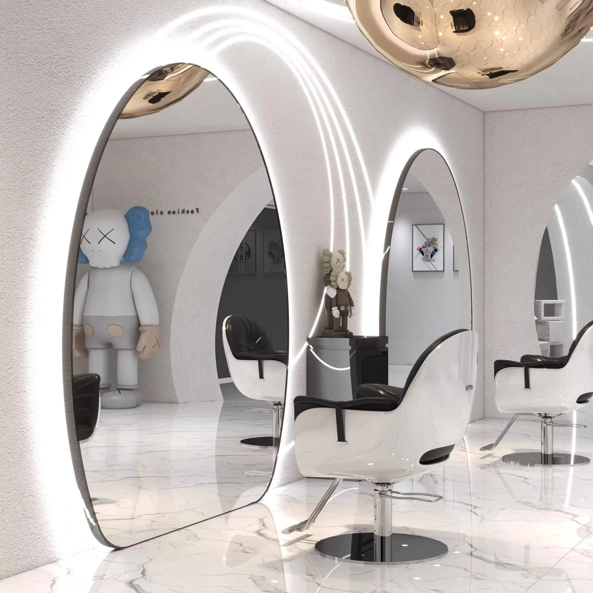 High-end Internet celebrity barbershop hair salon special full-length single-sided, double-sided illuminated oval