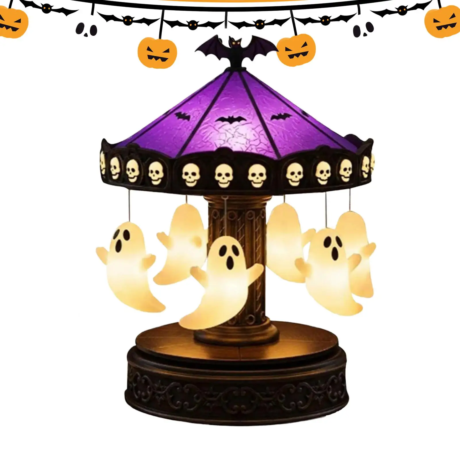 Halloween Light Up Ghost Spooky Carousel Ghost With Light For Table Scary Halloween Decoration Eerie Home Accents For Festival