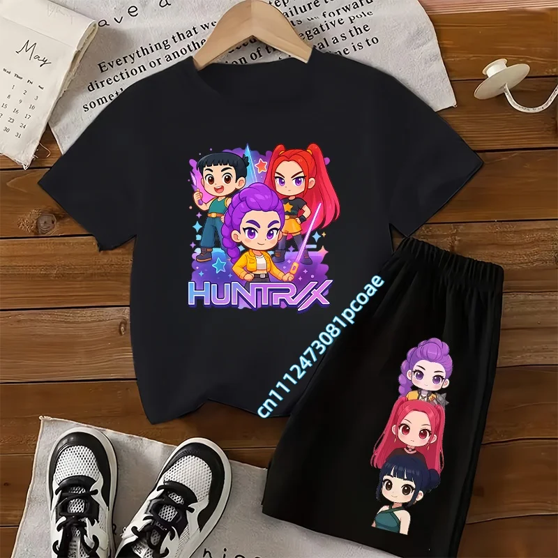 Summer T-shirts for children, short-sleeved shorts, boys' sports shirts, girls' casual tops, cartoon print