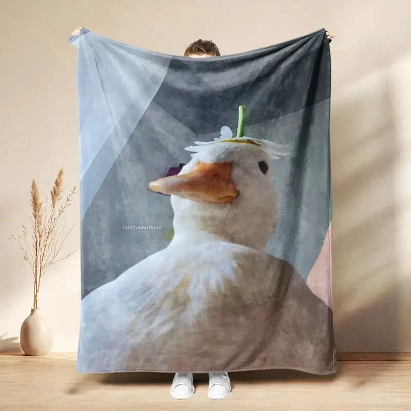 VIKAMA Funny Duck You Meme Flannel Air Conditioner Throw Blanket Middle Finger Duck Print Soft Warm Teen Bedroom Sofa Decor