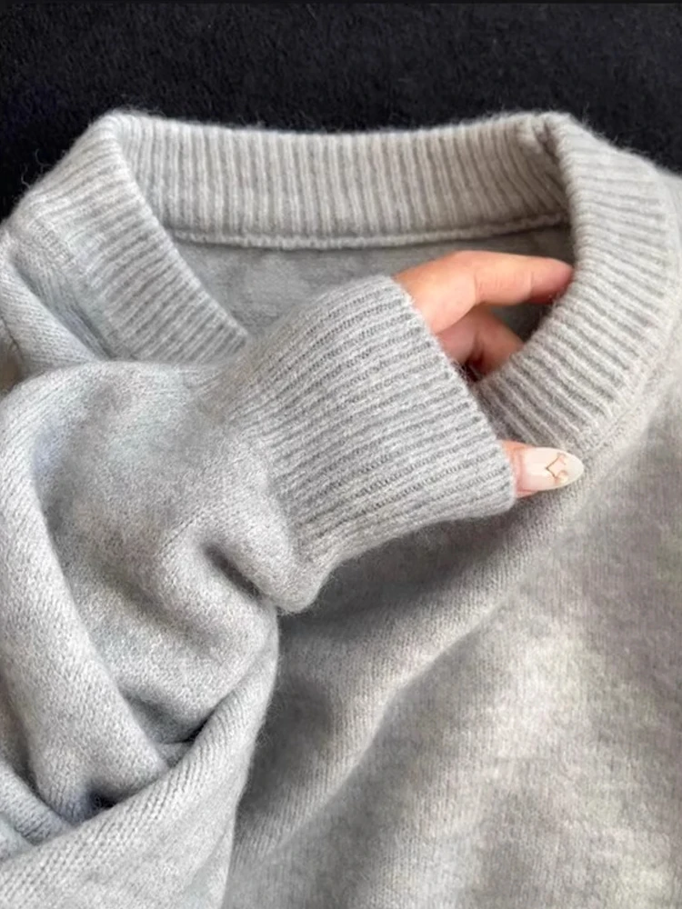 

Cleanfit ey round Ne Knitwear Men's Autumn Winter Casual Sle American Retro Lazy Faion Inner Wear Base Layer Sweater