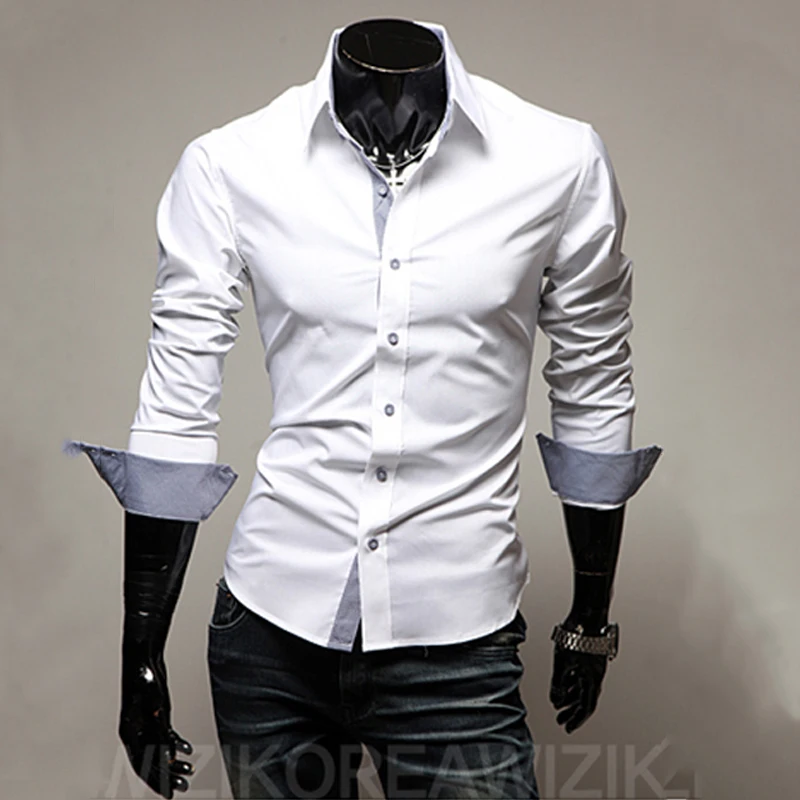 Camisas listradas de manga comprida masculina, camisas listradas masculinas, roupas sociais, slim fit, cinza, 2024