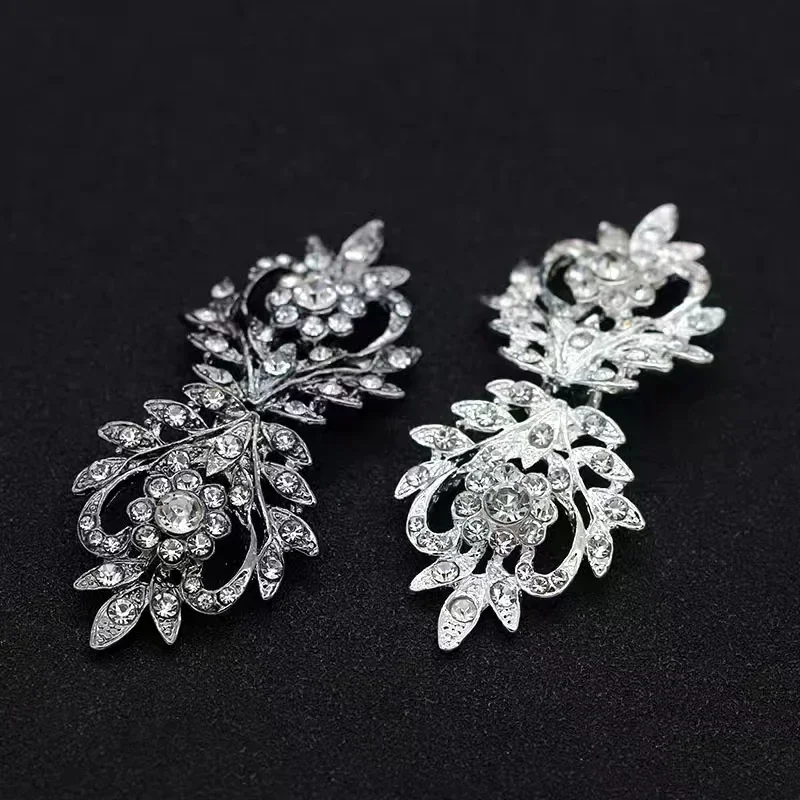 1 Pair Rhinestone Buttons Brooch Pin Bridal Wedding Party Dress Clothing Accessories Jewelry Buckle