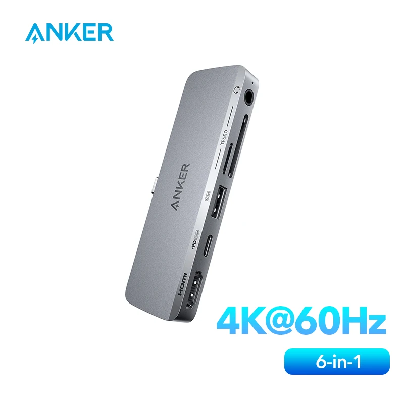 Anker USB C Hub for USB-C iPad, 541 USB-C Hub (6-in-1) with 4K HDMI Port, Multi-Function USB-C Port, SD and microSD Card Slots