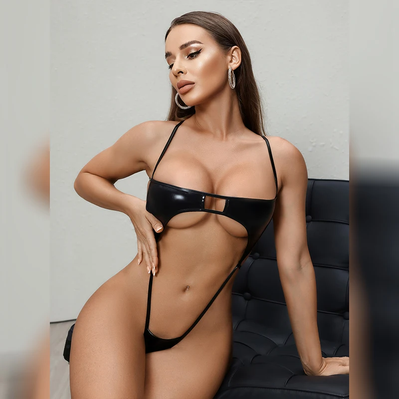 Spicy Gathered Breast Bandage Bodysuit Three Point Strap Design Bikinis Butt Lift Onesie Nightwear Sexy Rope Suit Lingerie Women