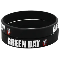 1PC Hot Sale GREEN DAY Silicone Bracelets&Bangles Black Letters Silicone Wristband for Rock Music Fans Concert Gift SH182