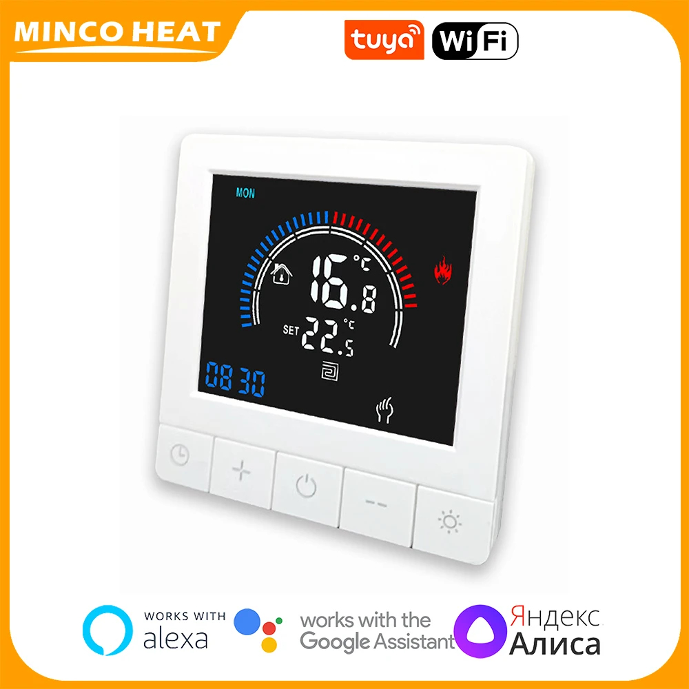 Minco Heat Smart Tuya WiFi LED Color Screen Thermostat  110V-230V AC  for Electric Floor Heating/Water Heating/Gas Boiler