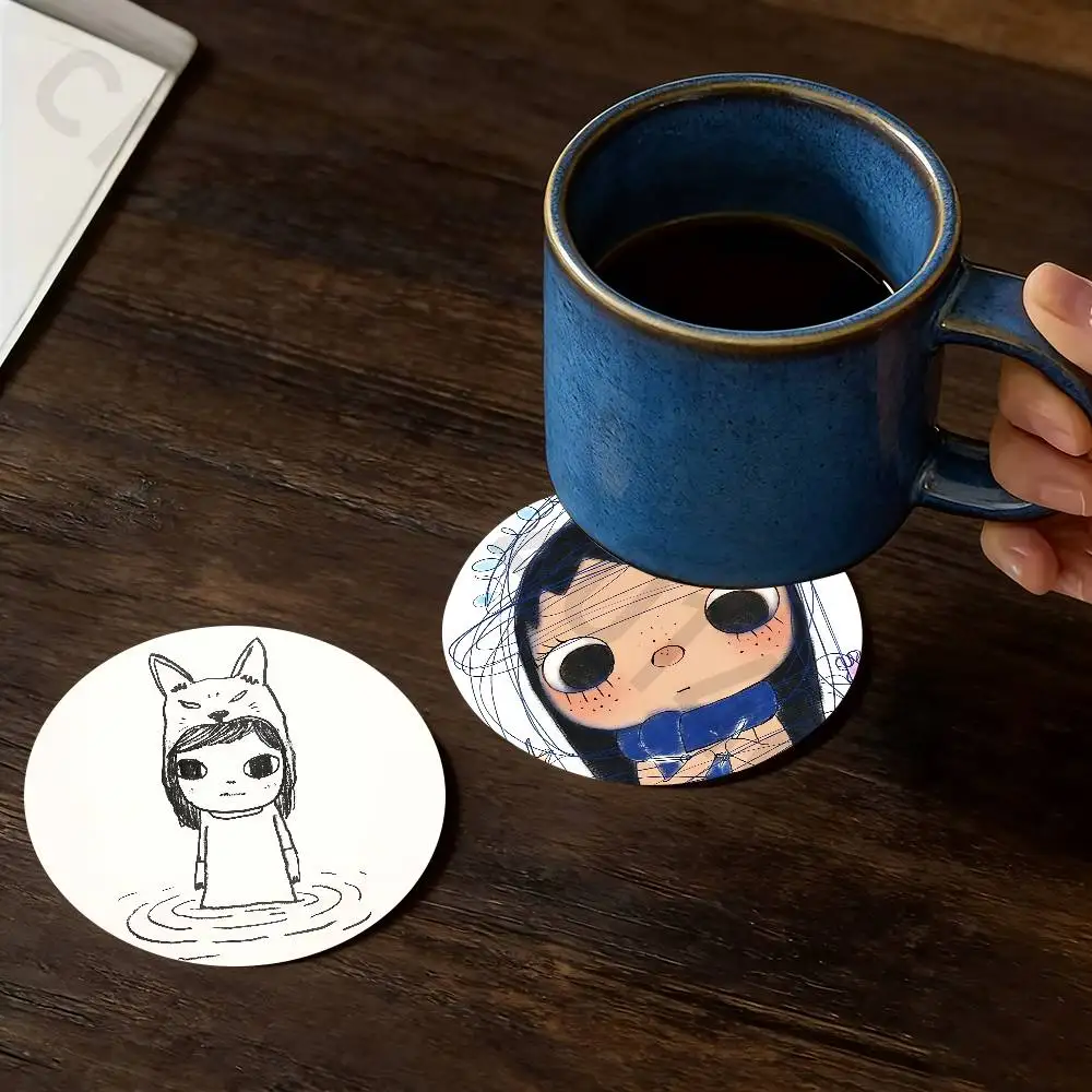 Cute Y-Yoshitomo Nara Wooden Theme Desktop Heat Mats Home Decor Coffee Mug Coasters For Office Restaurant